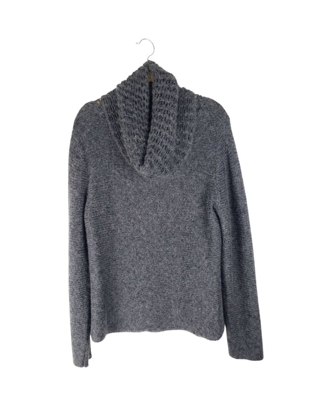 Eileen Fisher Cowl Neck Sweater Gray Wool Mohair Womens Large